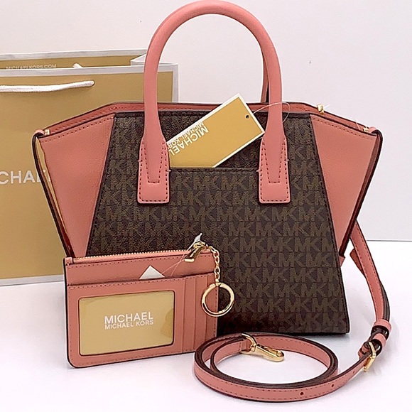 Michael Kors Avril Small Logo Top-Zip Satchel and Small Wallet Coinpouch Set - Picture 4 of 16